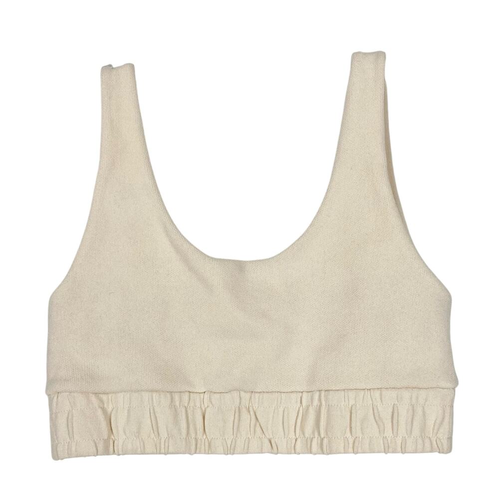 Nwot ZARA Top S Cream Sports Crop Mesh Stretchy Push-Up Athletic Gym Workout